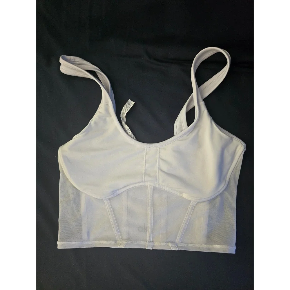 Alo Yoga Airbrush Mesh Corset Crop Tank Top Bra Women S